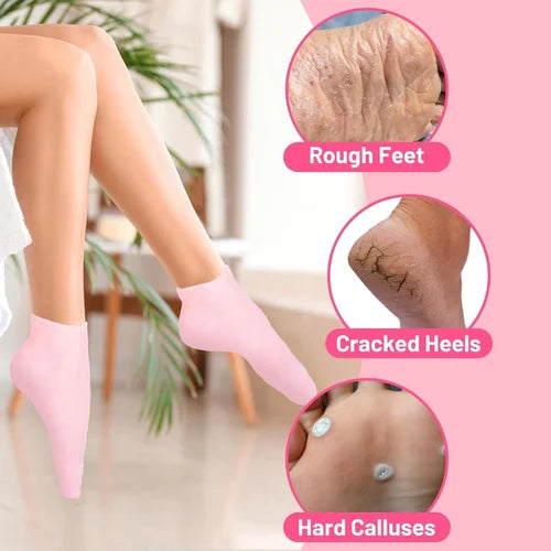 Silicone Socks for Women & Men | Full Foot Gel Heel Socks, Moisturizing Foot Protector for Heel Pain, Cracked Heels & Foot Care | Reusable Soft Heel Socks, Best for Athletes & Runners | Anti-Crack Gel Heel Protectors