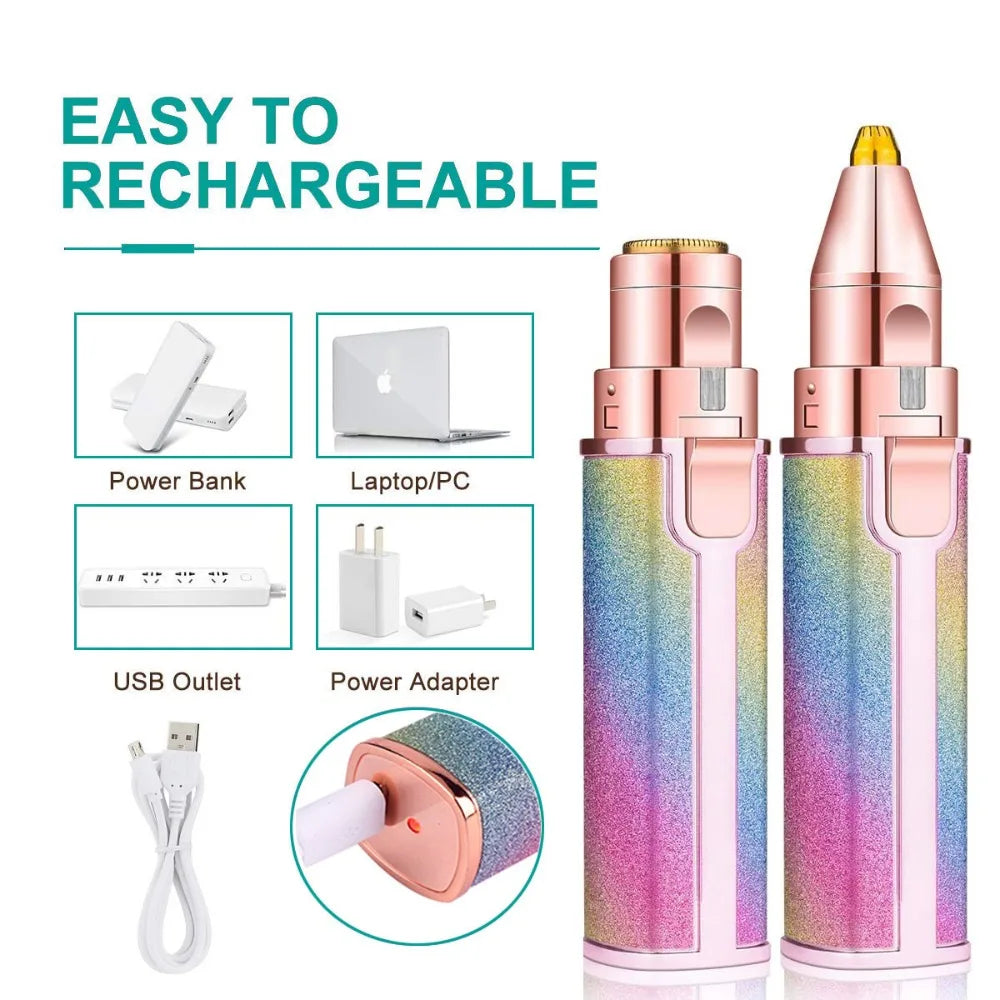 2-in-1 Flawless | Hair Remover & Eyebrow Trimmer – Painless, Portable & Rechargeable